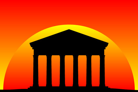 Ancient temple at the sunset background.のイラスト素材