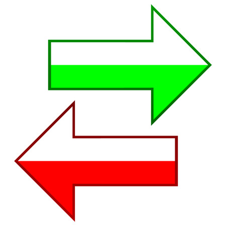 Green and red arrows on white background.のイラスト素材
