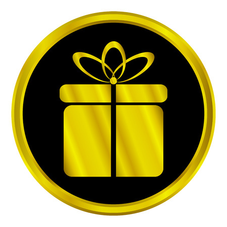 Gold gift sign button on white background.のイラスト素材