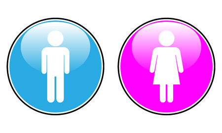 Male and Female buttons on white background.のイラスト素材