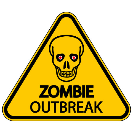 Road sign warning zombie outbreak on white background.のイラスト素材