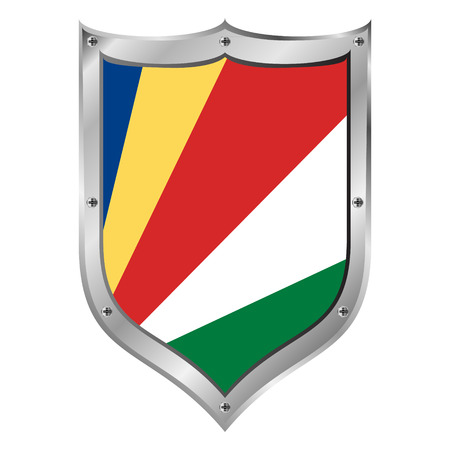 Seychelles flag button on a white background. The colors of the original. Vector illustration.のイラスト素材