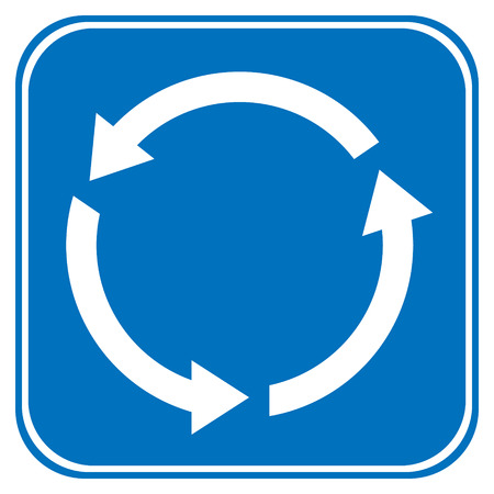 Roundabout crossroad road traffic sign on white background.のイラスト素材