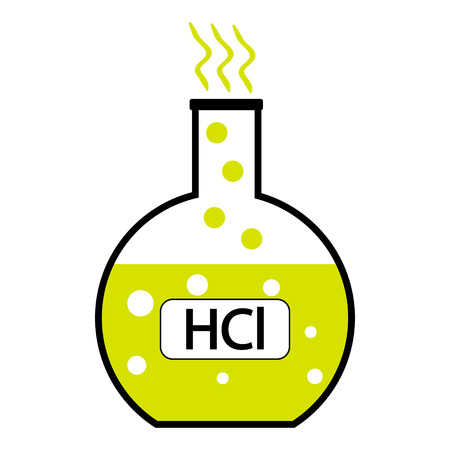 Laboratory glass with hydrochloric acid on white background. Vector illustration.のイラスト素材