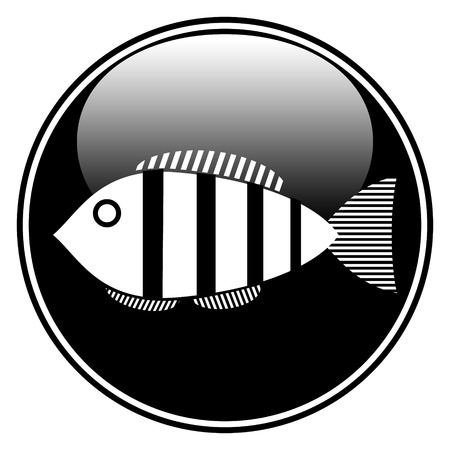 Fish button on white backgroundのイラスト素材