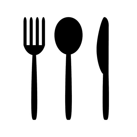 Fork, spoon and knife isolated on white background.のイラスト素材
