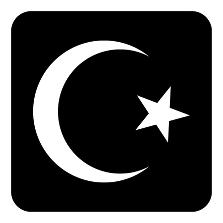 Star and crescent button on white background. Vector illustration. Symbol of Islam.のイラスト素材