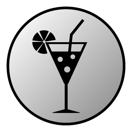 Cocktail glass button on white background. Vector illustration.のイラスト素材