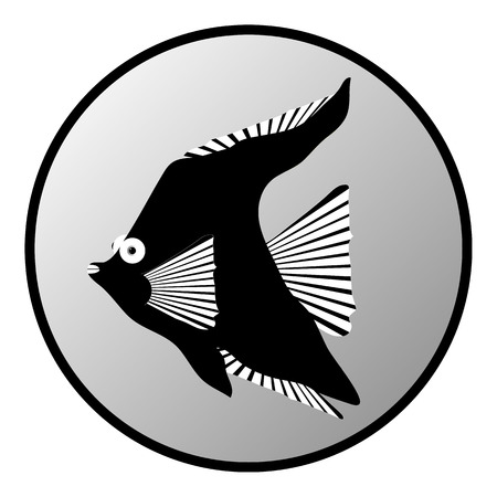 Tropic fish button on white background. Vector illustration.のイラスト素材