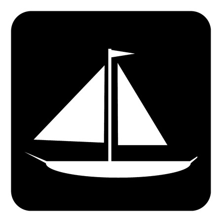 Sailing ship button on white background. Vector illustration.のイラスト素材