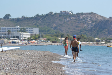 KEFALOS, GREECE - SEPTEMBER 2, 2014: Beach in Kefalos on a Greek island of Kos.のeditorial素材