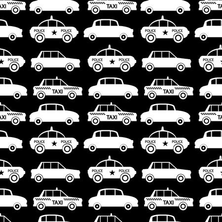 Seamless car pattern on black background.のイラスト素材
