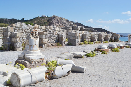 Antique ruins on a Greek island of Kos. Byzantine Basilica of Agios Stefanos.の写真素材