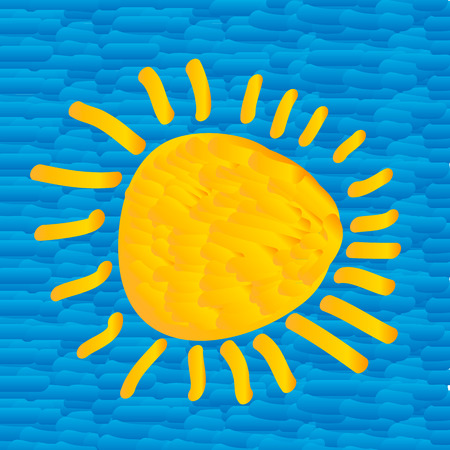 The sun on blue sky in the style of Impressionism. のイラスト素材