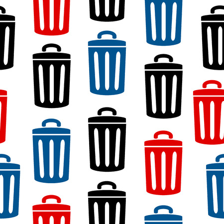 Garbage icon seamless pattern on white background. Vector illustration.のイラスト素材