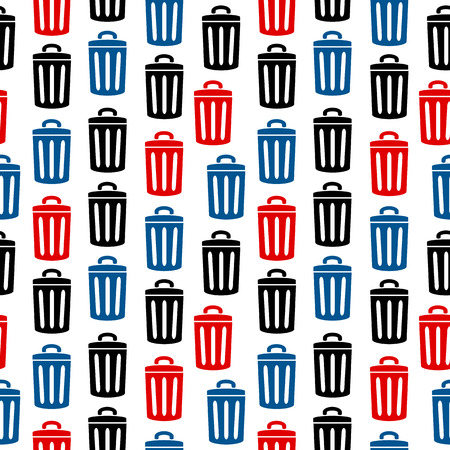 Garbage icon seamless pattern on white background. Vector illustration.のイラスト素材