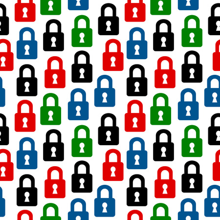 Lock icon seamless pattern on white background. Vector illustration.のイラスト素材