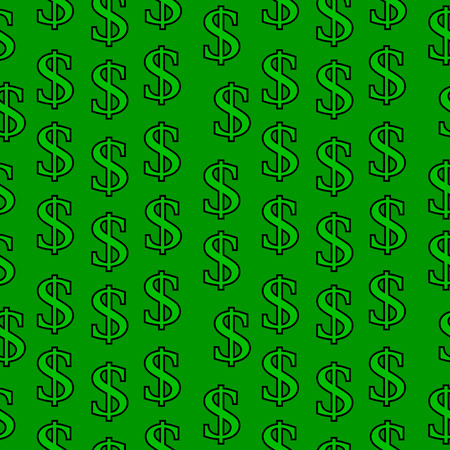 Dollar symbol seamless pattern on green backgroundのイラスト素材