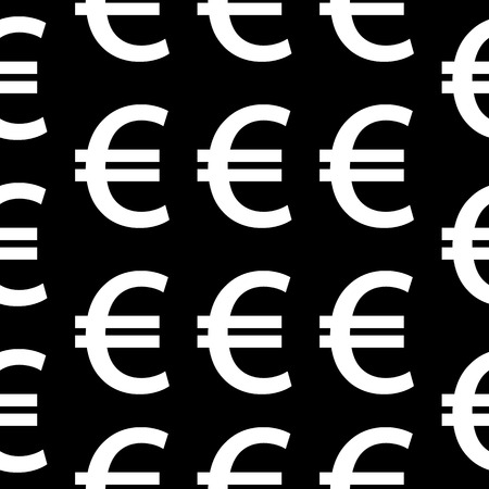 Euro symbol seamless pattern on black backgroundのイラスト素材
