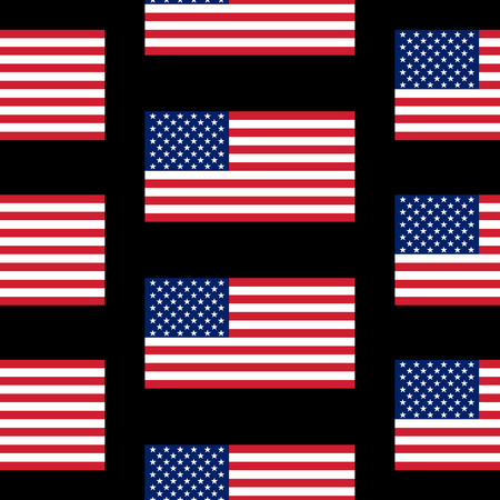 Flag of the United States seamless pattern on black background. Vector illustration.のイラスト素材