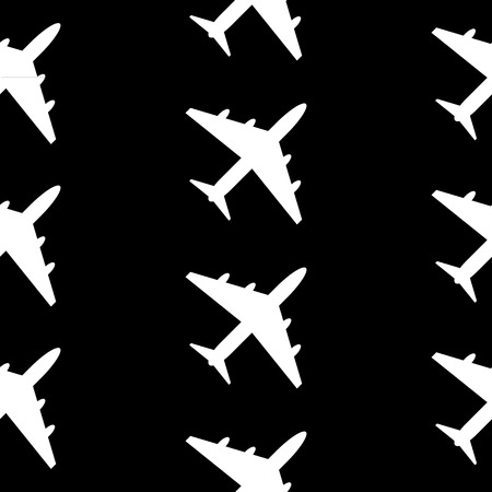 Plane symbol seamless pattern on black background. のイラスト素材