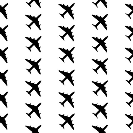 Plane symbol seamless pattern on white background. Vector illustration.のイラスト素材