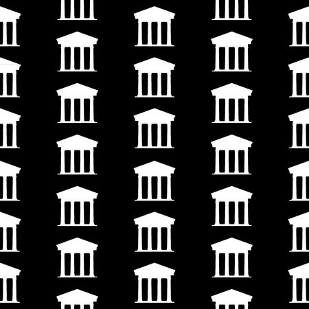 Bank symbol seamless pattern on black background. Vector illustration.のイラスト素材