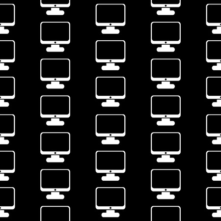 Computer icon seamless pattern on black background. Vector illustration.のイラスト素材