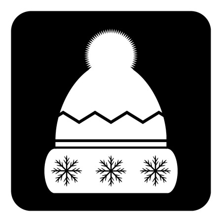 Winter hat symbol button on white background. Vector illustration.のイラスト素材