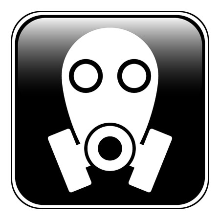 Gas mask symbol button on white background. Vector illustration.のイラスト素材