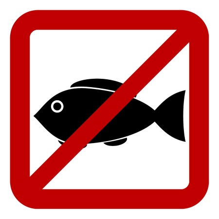 Sign of prohibited fishing on white background. Vector illustration.のイラスト素材