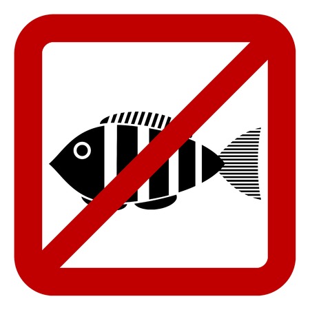 Sign of prohibited fishing on white background. Vector illustration.のイラスト素材