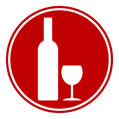 Bottle and glasse button on white background. Vector illustration.のイラスト素材