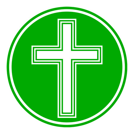 Religious cross button on white background. Vector illustration.のイラスト素材