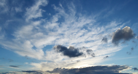 Blue sky and clouds, may be used as background.