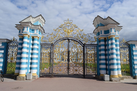 Gate of Catherine Palace in Tsarskoe Selo, suburb of St. Petersburg, Russia.のeditorial素材