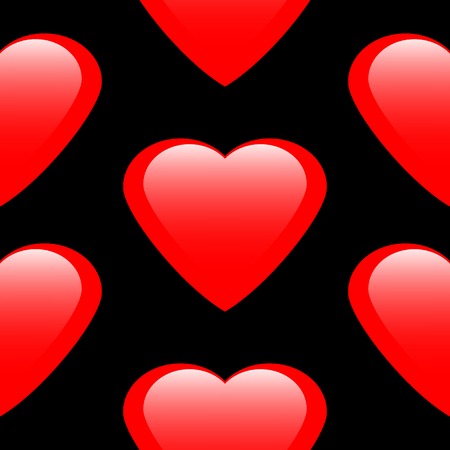 Love heart seamless pattern on black background.