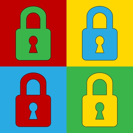 Pop art lock simbol icons.. Vector illustration.のイラスト素材