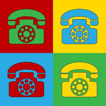 Pop art phone simbol icons. Vector illustration.のイラスト素材