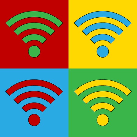 Pop art Wi Fi simbol icons. Vector illustration.のイラスト素材