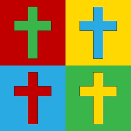 Pop art religious cross symbol icons. Vector illustration.のイラスト素材