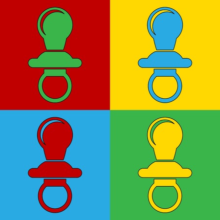 Pop art baby pacifier symbol icons. Vector illustration.