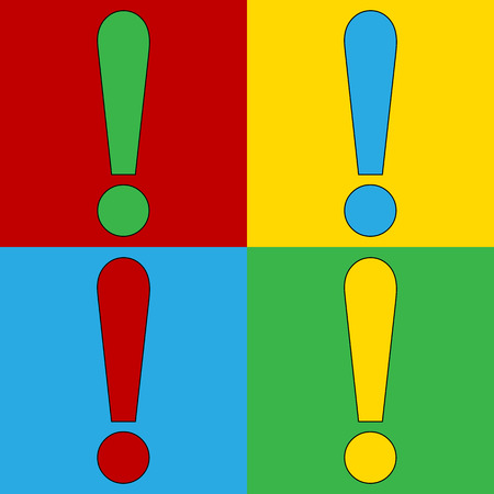 Pop art exclamation mark symbol icons. Vector illustration.のイラスト素材