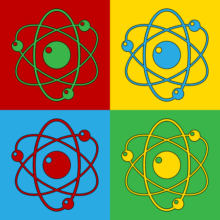 Pop art atom symbol icons. Vector illustration.のイラスト素材