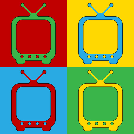 Pop art TV symbol icons. Vector illustration.のイラスト素材