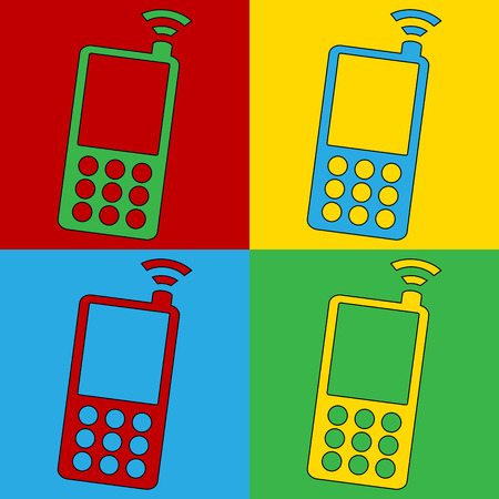Pop art phone symbol icons. Vector illustration.のイラスト素材