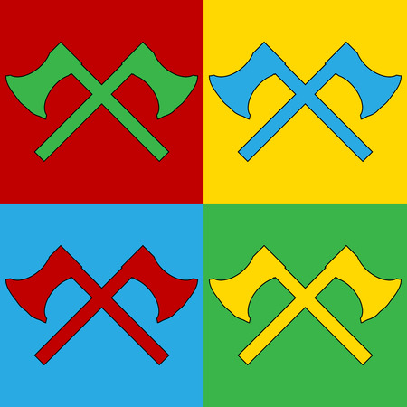 Pop art axe symbol icons. Vector illustration.のイラスト素材