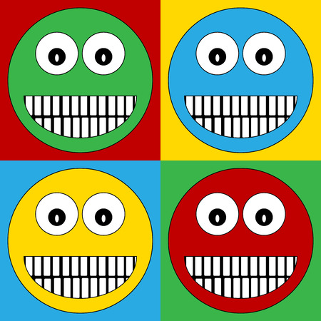 Pop art smile face symbol icons. Vector illustration.のイラスト素材