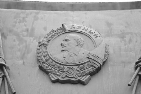 ST.PETERSBURG, RUSSIA - 24 JULY 2012: Fragment of Monument to the Heroic Defenders of Leningrad. Black and white.のeditorial素材