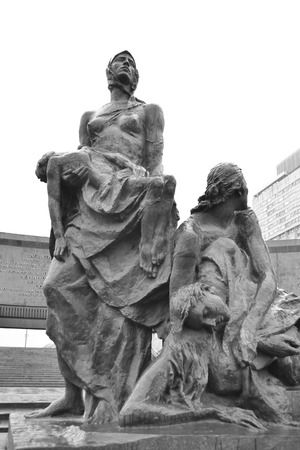 ST.PETERSBURG, RUSSIA - 24 JULY 2012: Fragment of Monument to the Heroic Defenders of Leningrad. Black and white.のeditorial素材